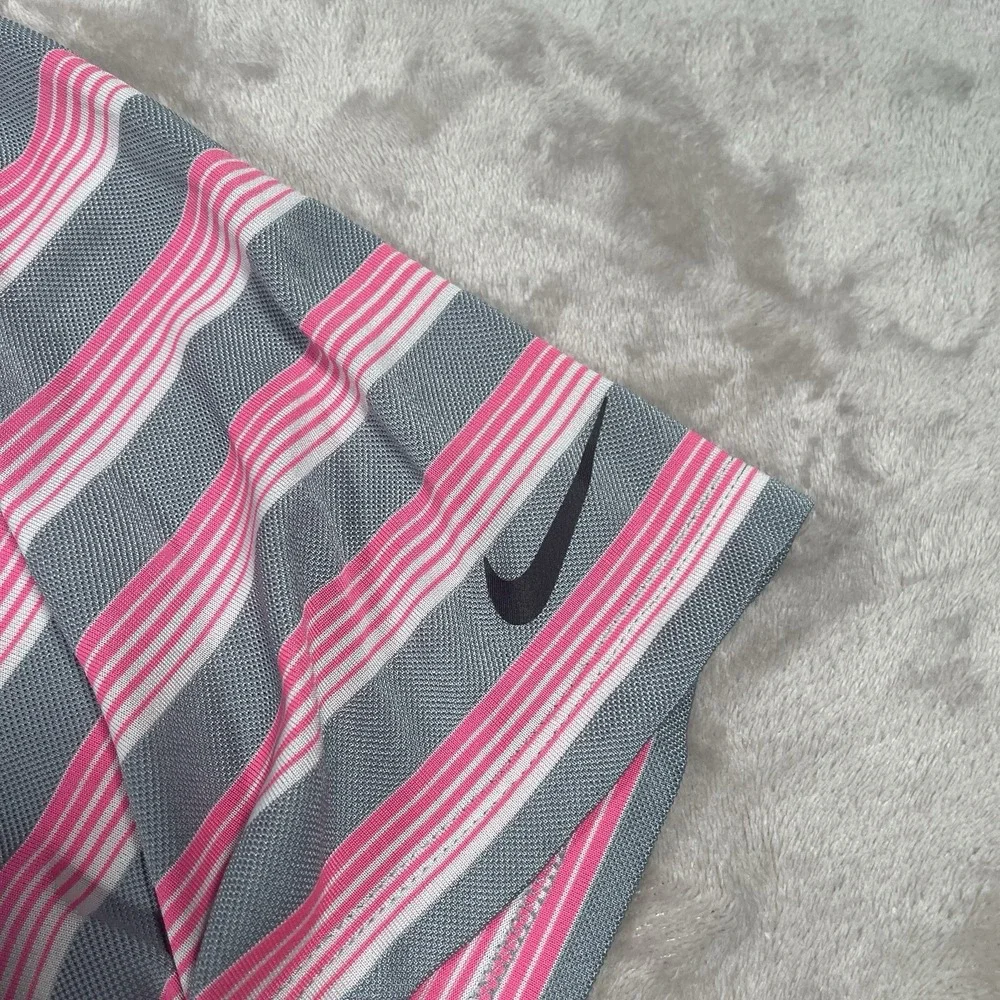 Nike Golf Dri-Fit Tour‎ Performance Polo Men's L Gray Pink Striped